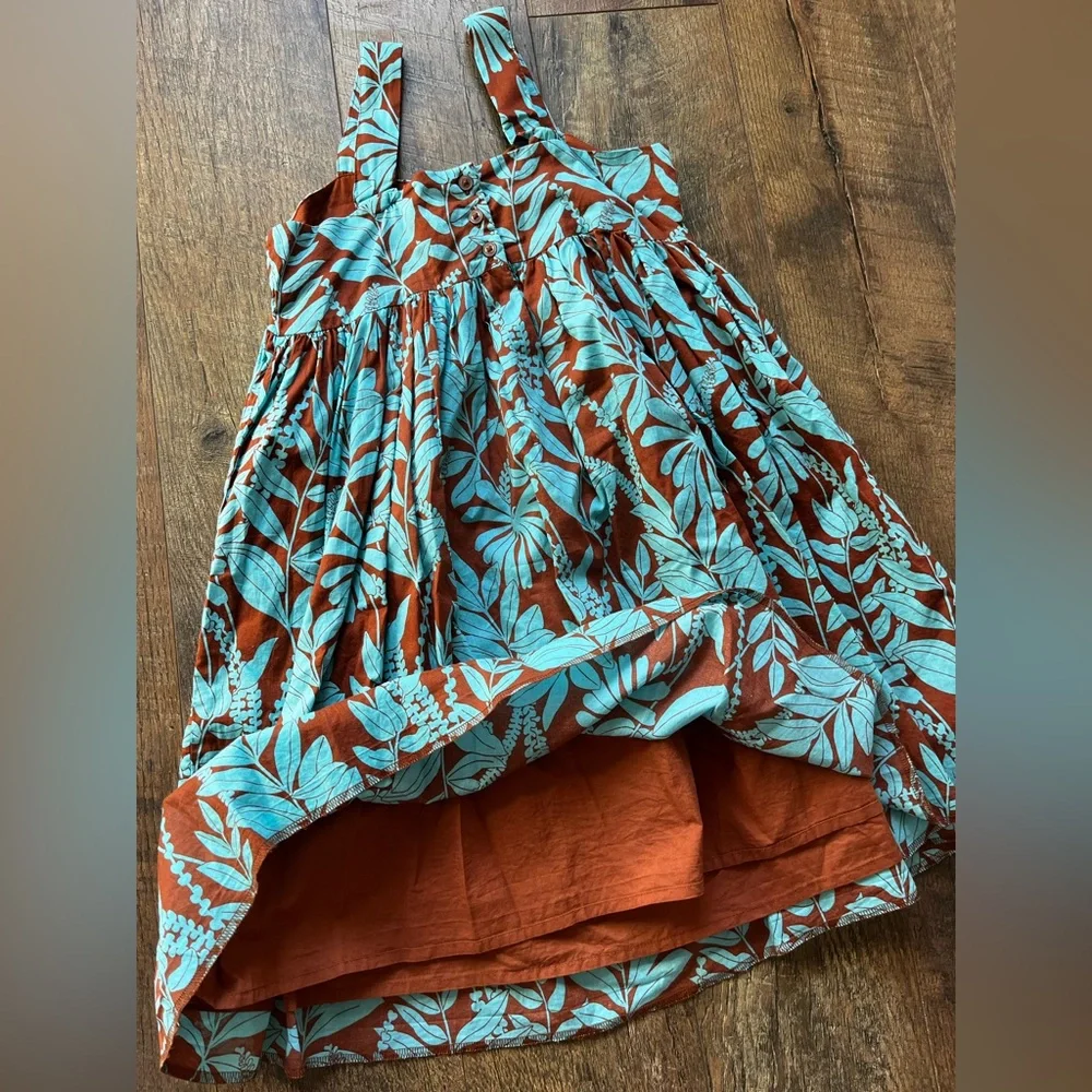 Janie and Jack Tropical Knotted Bow Sundress Blue and Brown‎ girls size 10